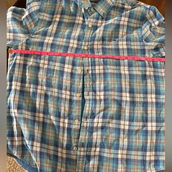 VINEYARD VINES Slim Fit Tucker Shirt Long Sleeve Button Down Blue Plaid- Large - Picture 8 of 12